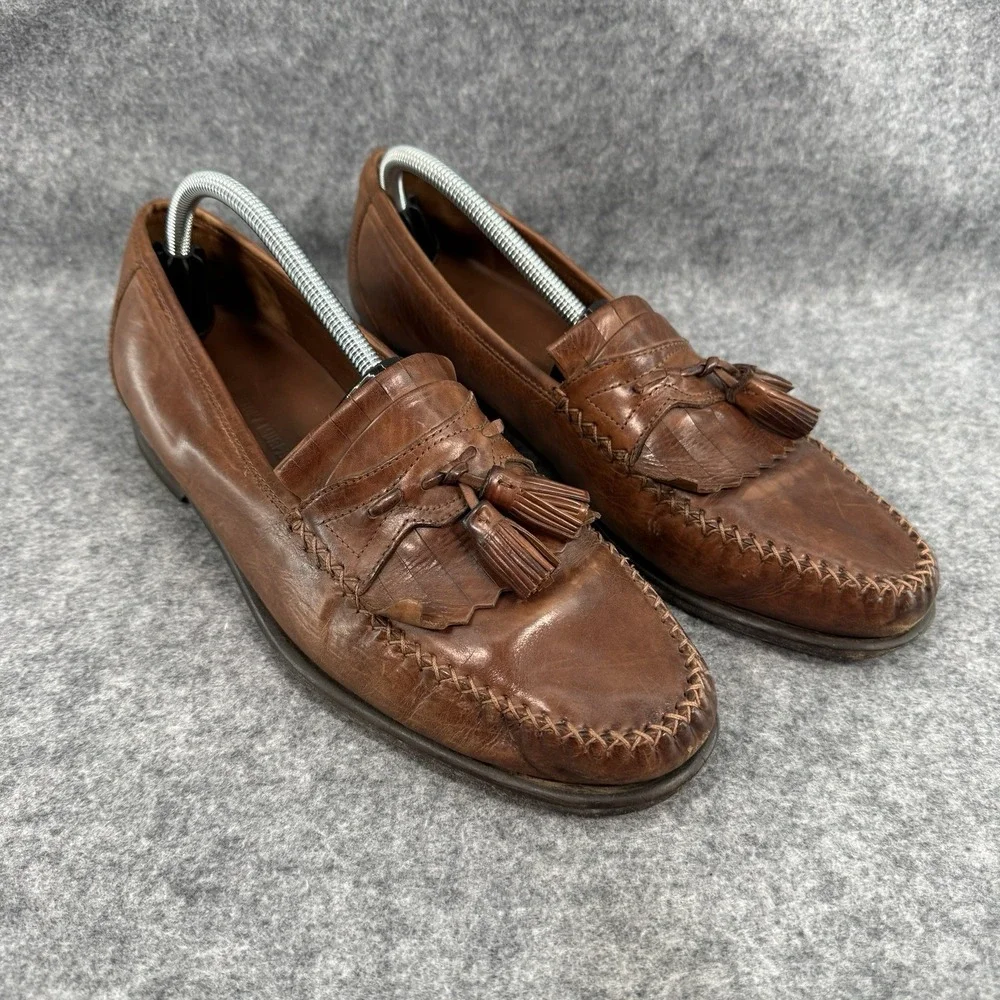 JOHNSTON & MURPHY Tassel Kilt Moc Toe Leather Brown Loafer Slip On Shoe Mens 11
